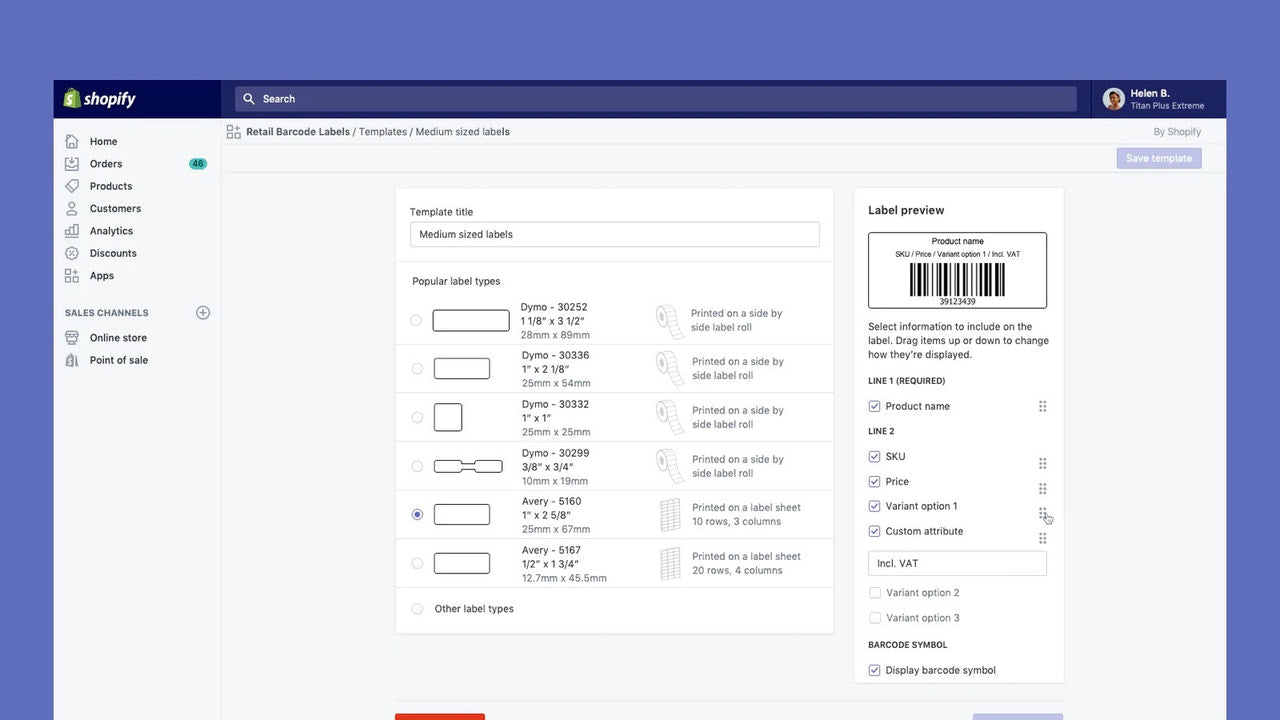 Shopify Retail Barcode Labels - Startup Ecommerce