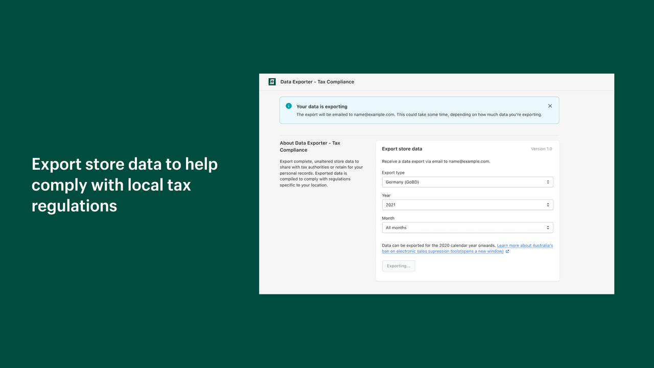 Shopify Data Exporter ‑ Tax Compliance - Startup Ecommerce