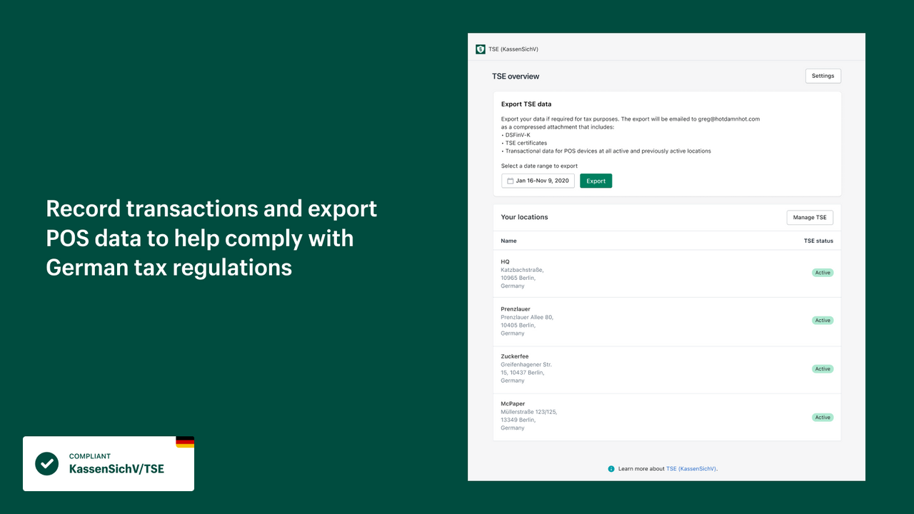 Shopify TSE (KassenSichV) - Startup Ecommerce